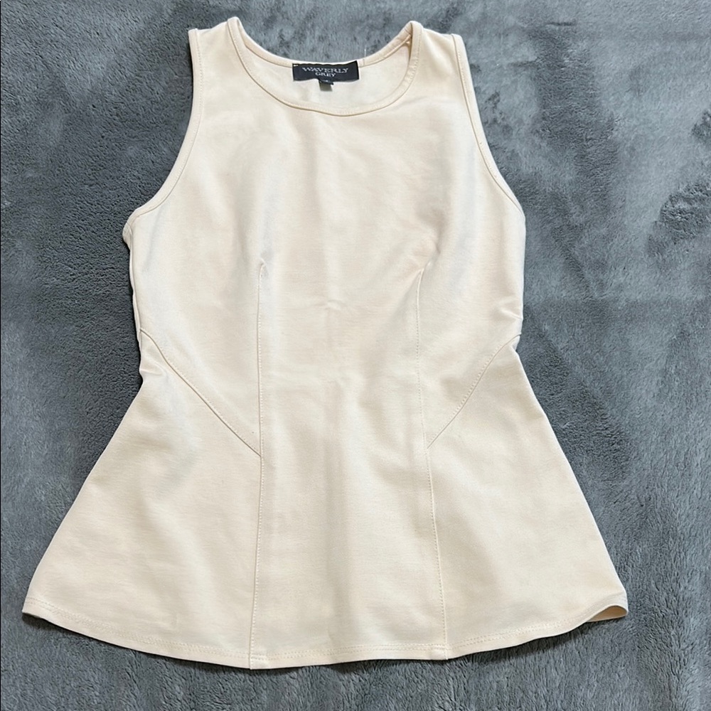 Waverly Grey Cream Fitted Peplum Tank Top